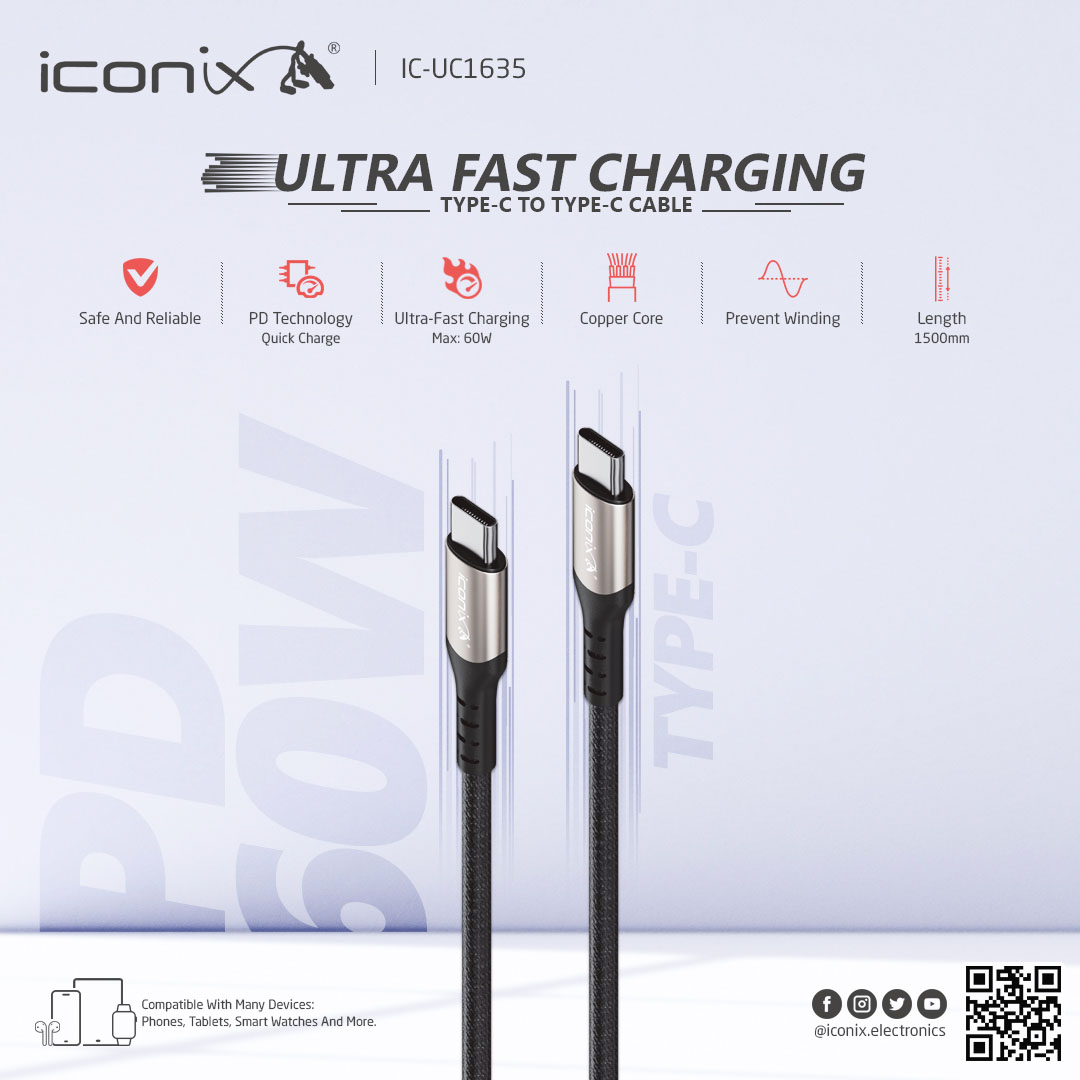 ICONIX-Type-C-To-Type-C-Ultra-Fast-Charging-And-Data-Transmission-Cable-Power-60W-Restockits
