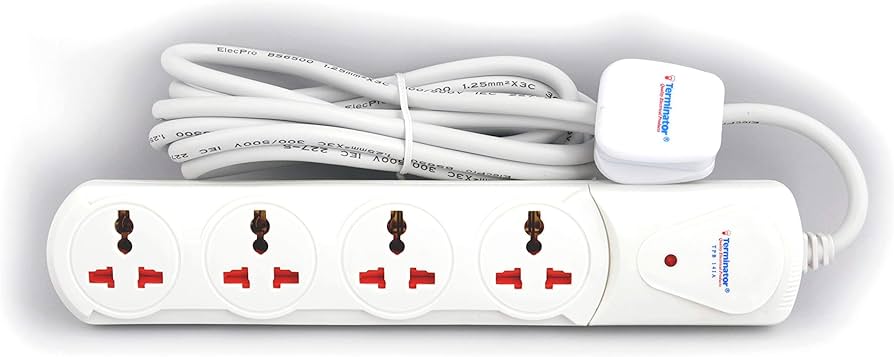 Terminator 4 Way Universal Power Extension Socket 1.25mm² Cable Single ...